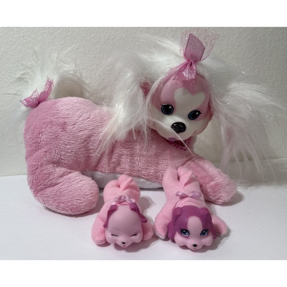 Just Play Other - PUPPY SURPRISE Plush Toy Dog /puppies 2014 Pink White Sparkle Bow Stuffed Animal